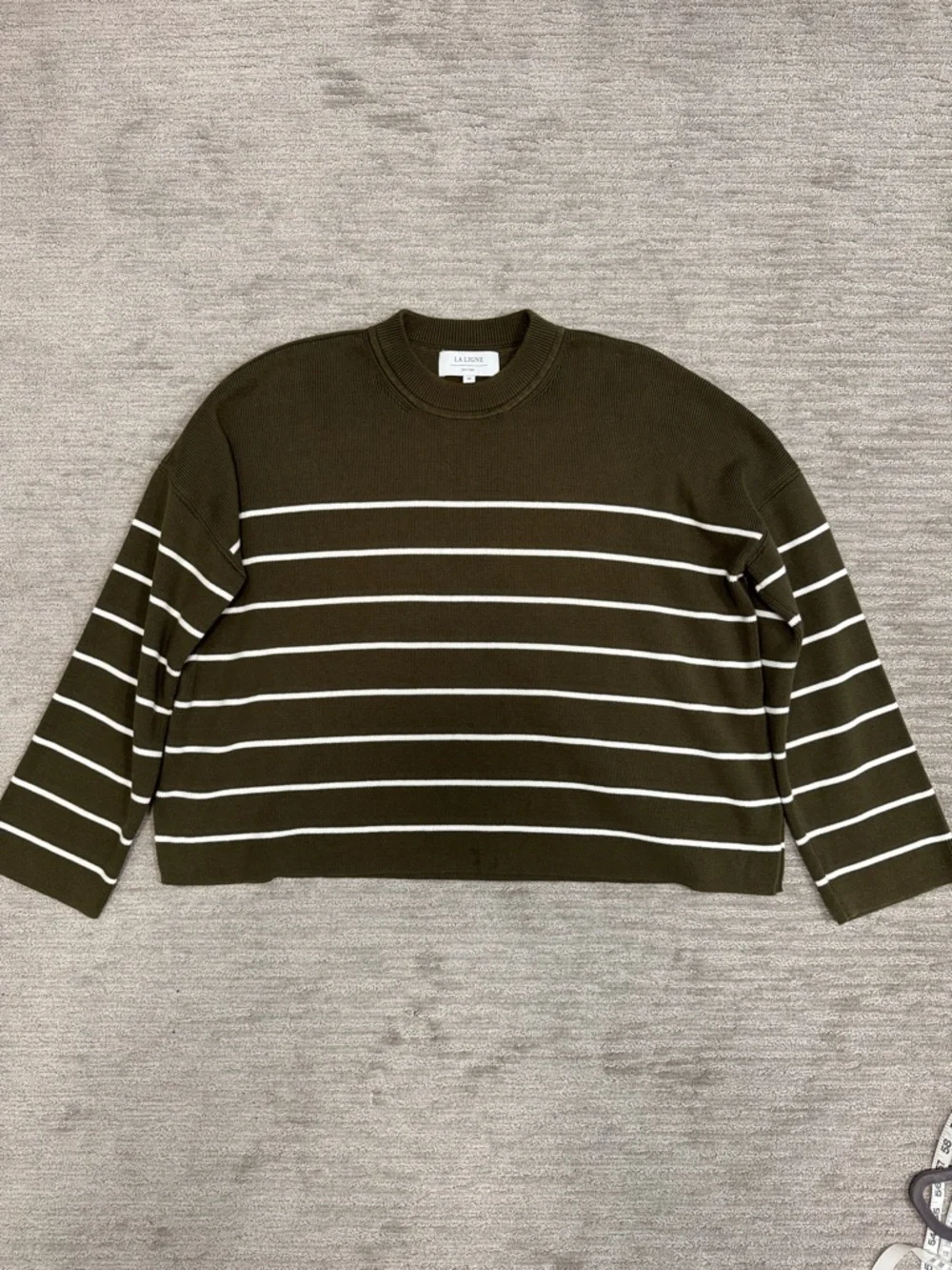La Ligne Leo Sweater in Olive Stripe Size Medium - Picture 6 of 12